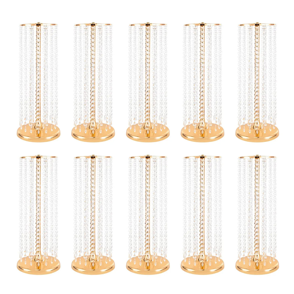 10 件 23.6 英寸 Tall Wedding Centerpieces Flower Vases, Metal Flowers Stand, Acrylic Crystal Stand, Column Vases Centerpieces for t