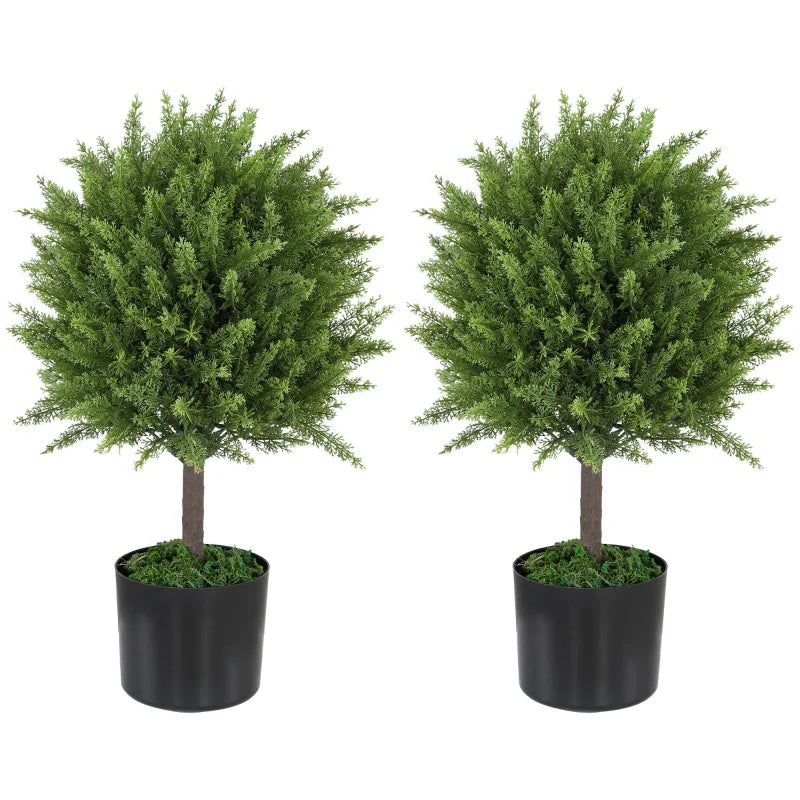 21.7\" Set of 2 Cedar Artificial Topiary Trees Fake Indoor and Outdoor Plants for Home Decor Shipping from the USA