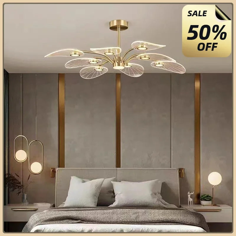 2025 Luxury Modern Chandelier for Living Room Bedroom Dining Hotel Apartment Golden Art Peacock Ceiling Light LED Tree Leaves