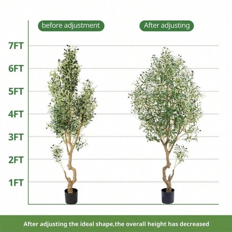 7ft Artificial Olive Plant With Plastic Pot Indoor Outdoor Artificial tree decoration living room Gift Shipping from the USA