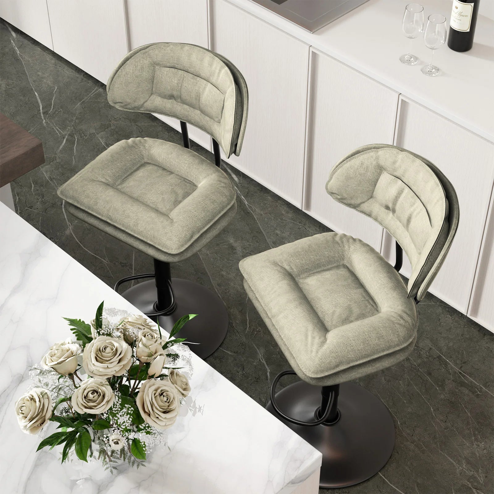 2Pcs Rotating Dining Chair Modern Bar Stools Bar Chairs Simple Backrest Bedroom Dining Room Highchairs Nordic Luxury Dinner Furniture