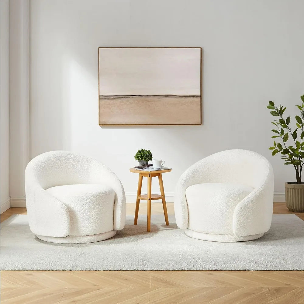 Sherpa Fabric Swivel Barrel Chair with Armrests, Comfortable Seating for Bedrooms, Living Rooms, and Apartments