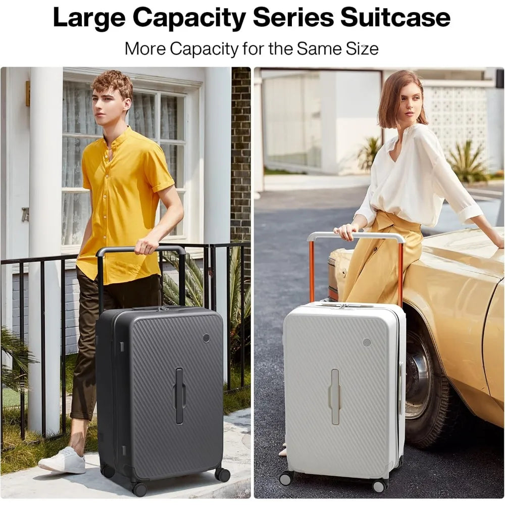 26 Inch Large Checked Luggage Suitcase with Spinner Wheels, Wide Handle, and Hard Shell for Travel