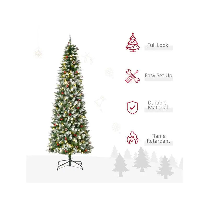 7.5ft Artificial Christmas Tree with Lights and Ornaments, Pre-Lit Holiday Decoration for Home Décor