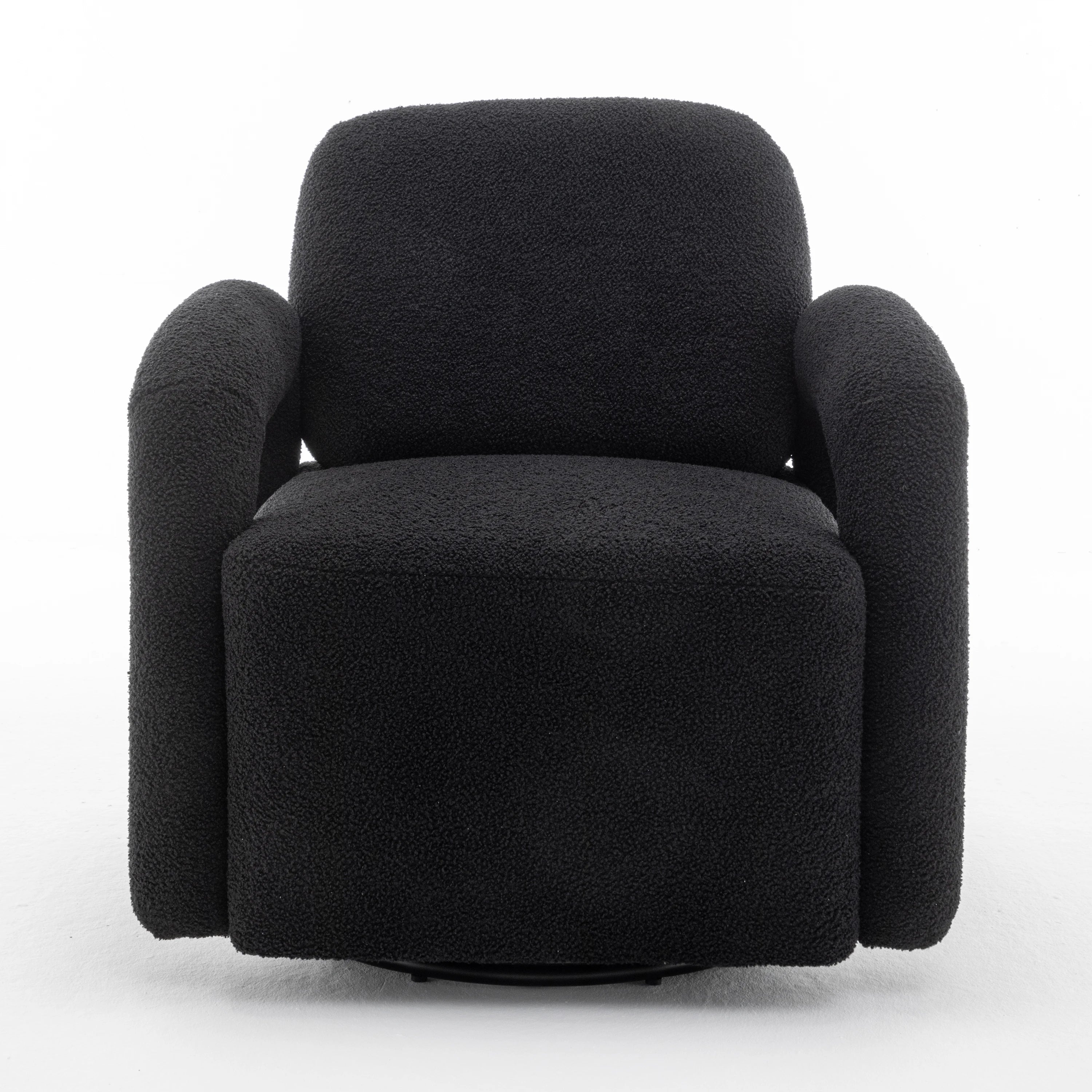 SEYNAR Modern Teddy Swivel Accent Chair Set of 2,Upolstered Swivel Round Barrel Armchair,Leisure Sofa Office Chair for Living Ro