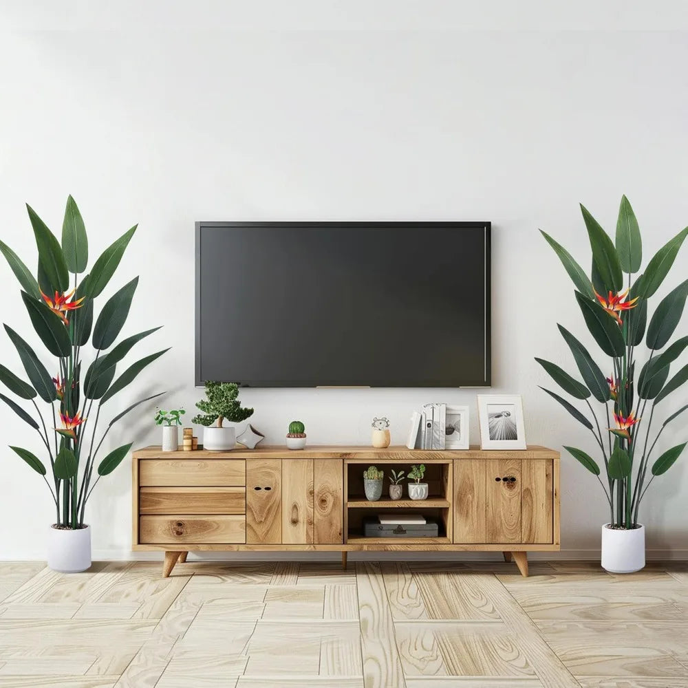 5ft Tall Artificial Bird of Paradise Plant with Pot - Realistic Fake Tropical Tree for Home Office Decor