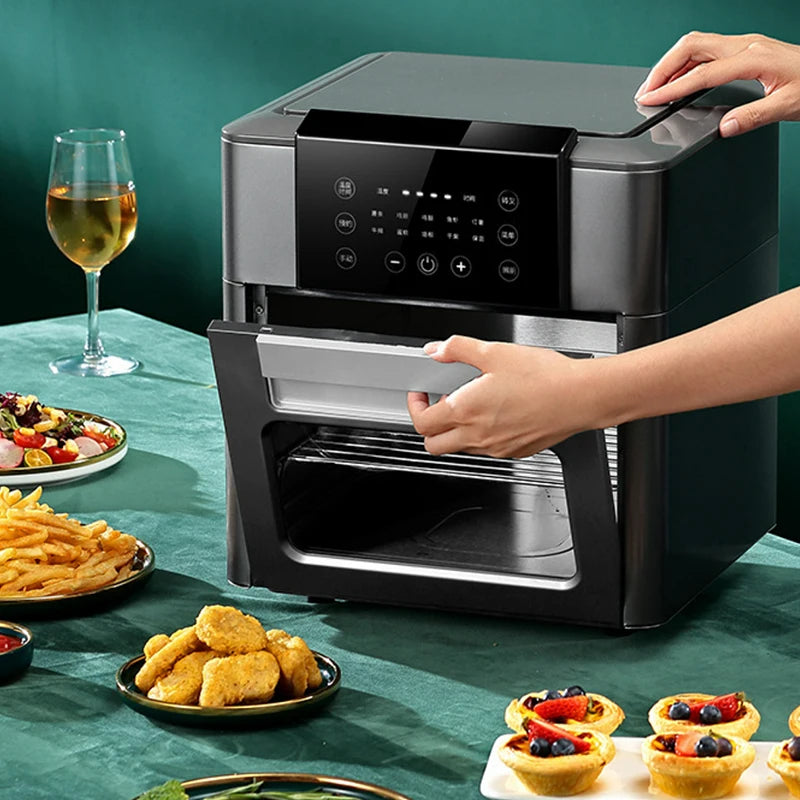 12L Large-Capacity Air Fryer 220V Oil-Free Intelligent Multi-Function Electric Fryer Oven with LED Touch Screen for Household