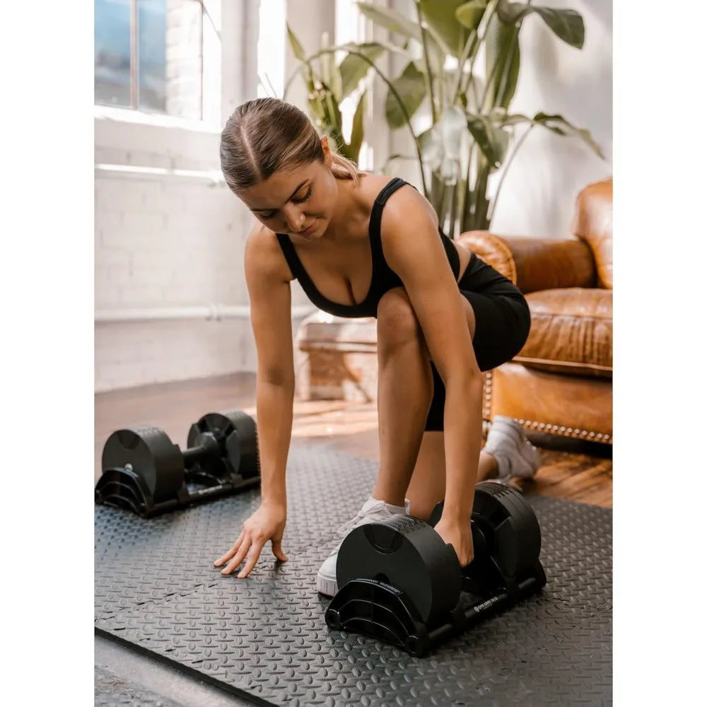 Nuobell Adjustable Dumbbells - Gym Army: 5 to 50 Pound Weight Range for Men and Women - Ideal for Strength Training