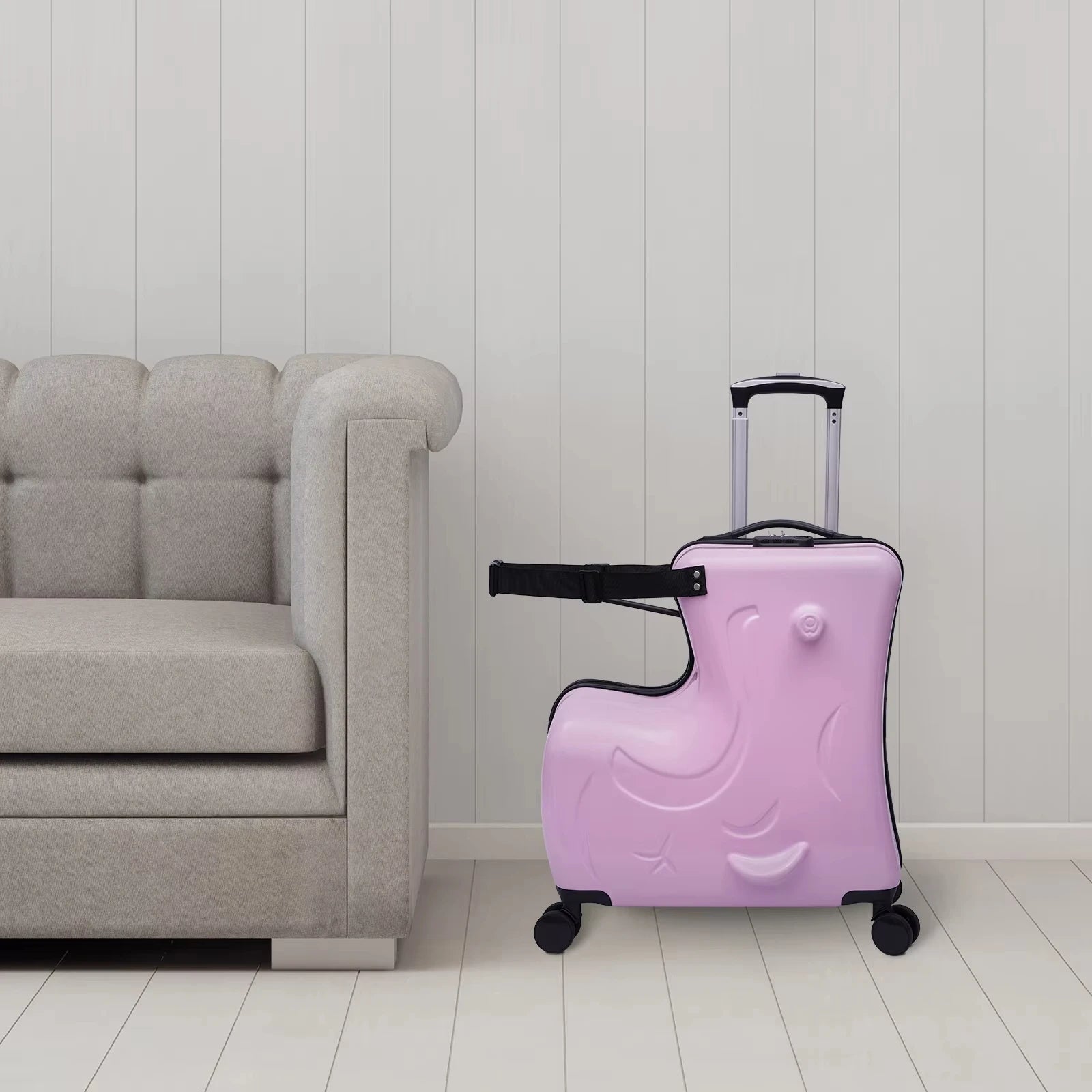 Pink Ride On Suitcase for Kids 20 Inch Horse Shaped Luggage with 3 Digit Password Lock 30kg Capacity Ages 3-6
