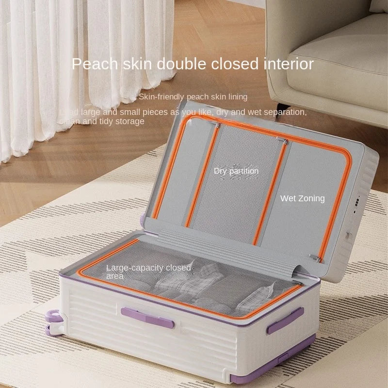 New Wide Tie Rod Luggage Front Opening Laptop Bag Multifunctional Travel Suitcases 20 inch Cabin Bag 24-30''Large Size Suitcases
