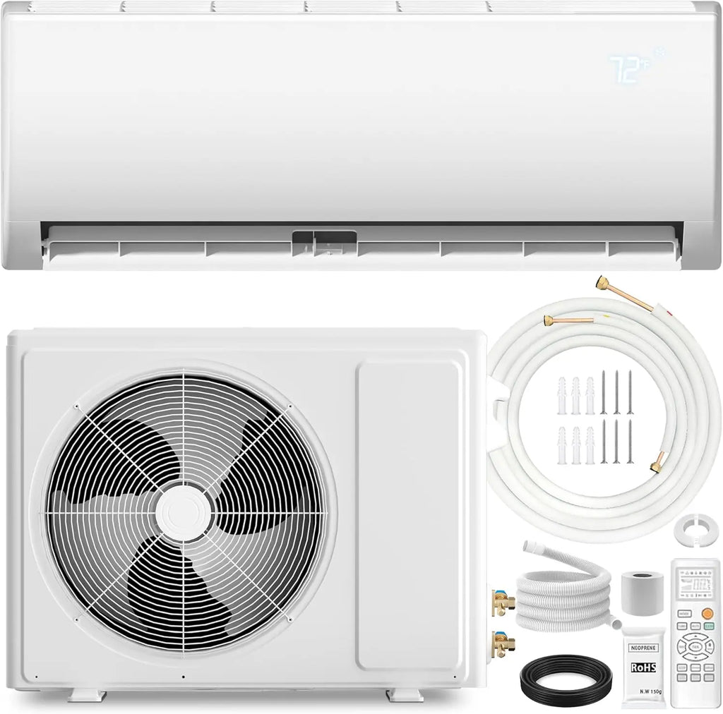 Mini Split Air Conditioner ＆ Heat Pump -  Wall Mount Ductless Inverter AC/Heating System 19 SEER2,Ultra Quiet
