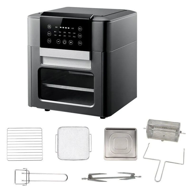 12L Large-Capacity Air Fryer 220V Oil-Free Intelligent Multi-Function Electric Fryer Oven with LED Touch Screen for Household