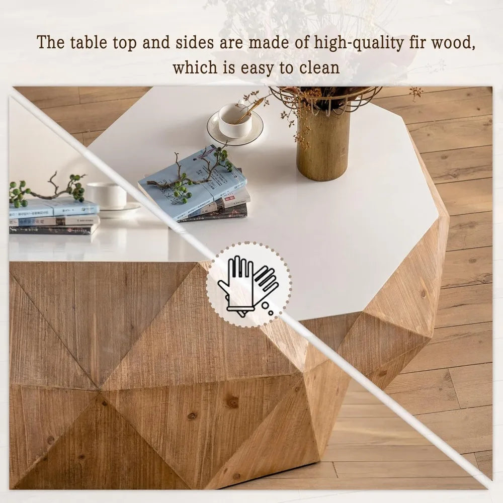 38-inch American Retro Drum Style Coffee Table in White for Office, Dining, and Living Spaces