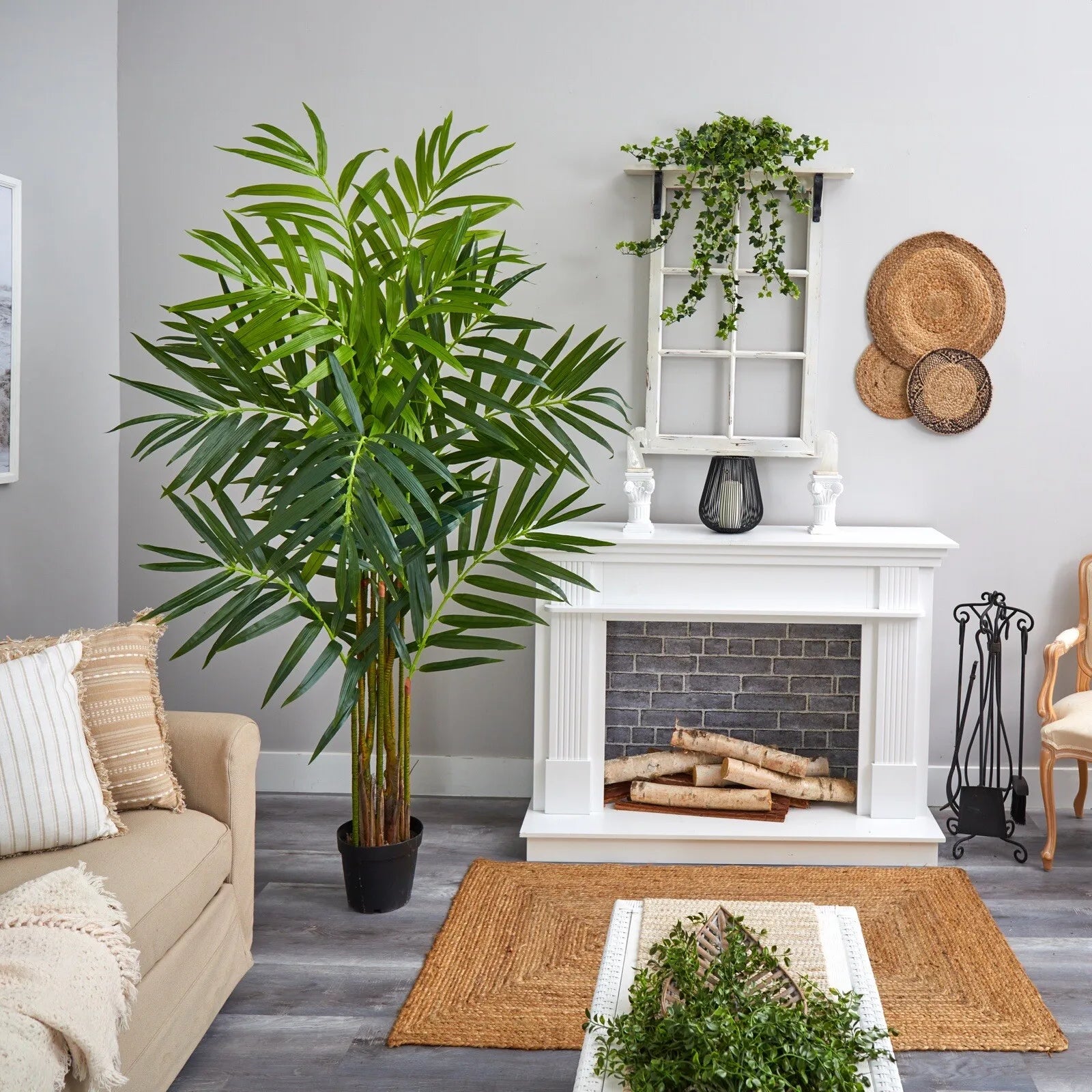 8’ Artificial King Palm Tree (Real Touch) Tropical Home Decor.