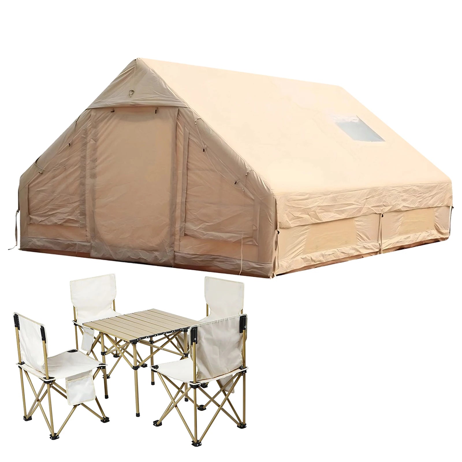 Inflatable Tent with Pump Glamping Camping Tents House Waterproof Windproof for 4 Seasons