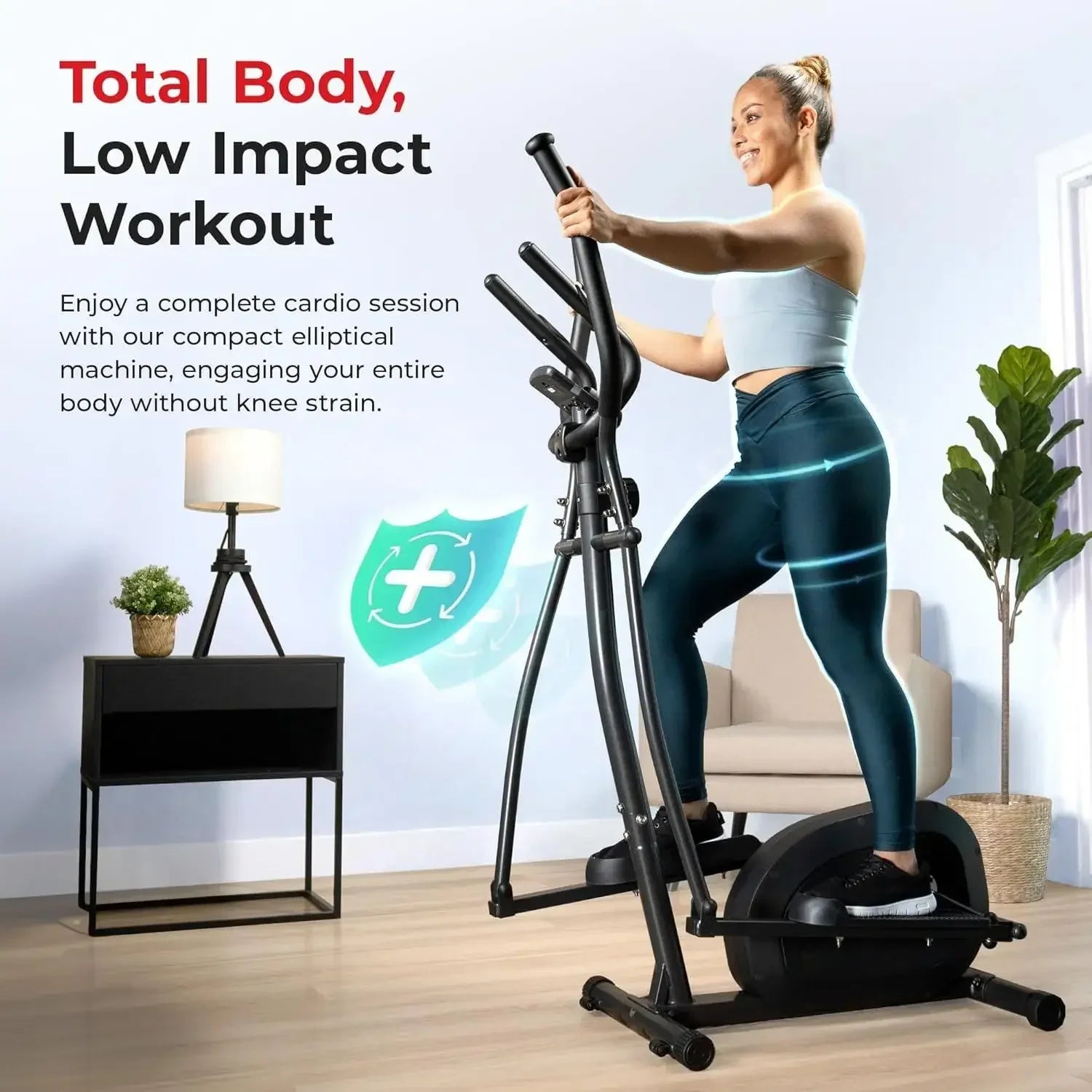 YC-Health & Fitness Smart Upright Elliptical w/Pulse Sensor Built-in, Indoor Full-Body Cross-Training & Cardio Exercise Machine