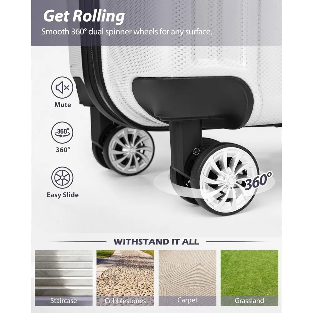 Expandable Coolife Luggage Set: 3-Piece PC+ABS Spinner Suitcases in 20, 24, and 28 Orange Carry-On