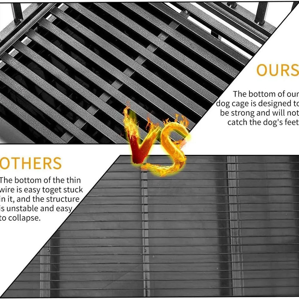 Large Dog Metal Cage with Wheels, 38 Inch Heavy Duty Kennel and Playpen for Pets, Easy Assembly, Black