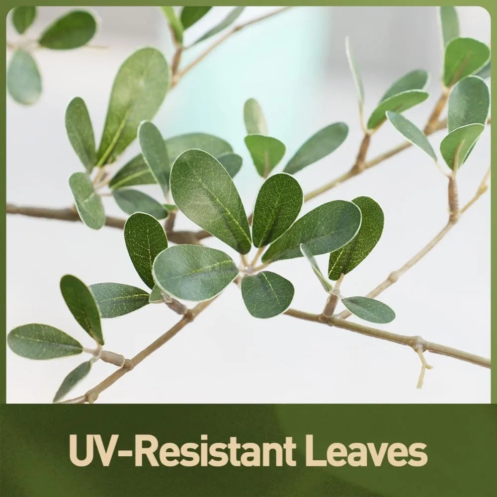 7FT Artificial Olive Tree with Real Wood Trunk - UV Resistant Faux Plant for Home Office Decor