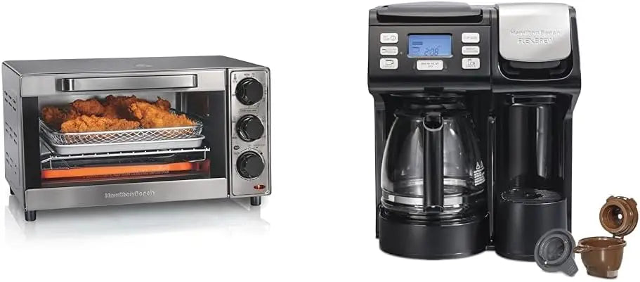 Sure-Crisp Toaster Oven Air Fryer Combo, 9' Pizza Fit, 4-Slice, FlexBrew Trio Coffee Maker, K-Cup & Grounds