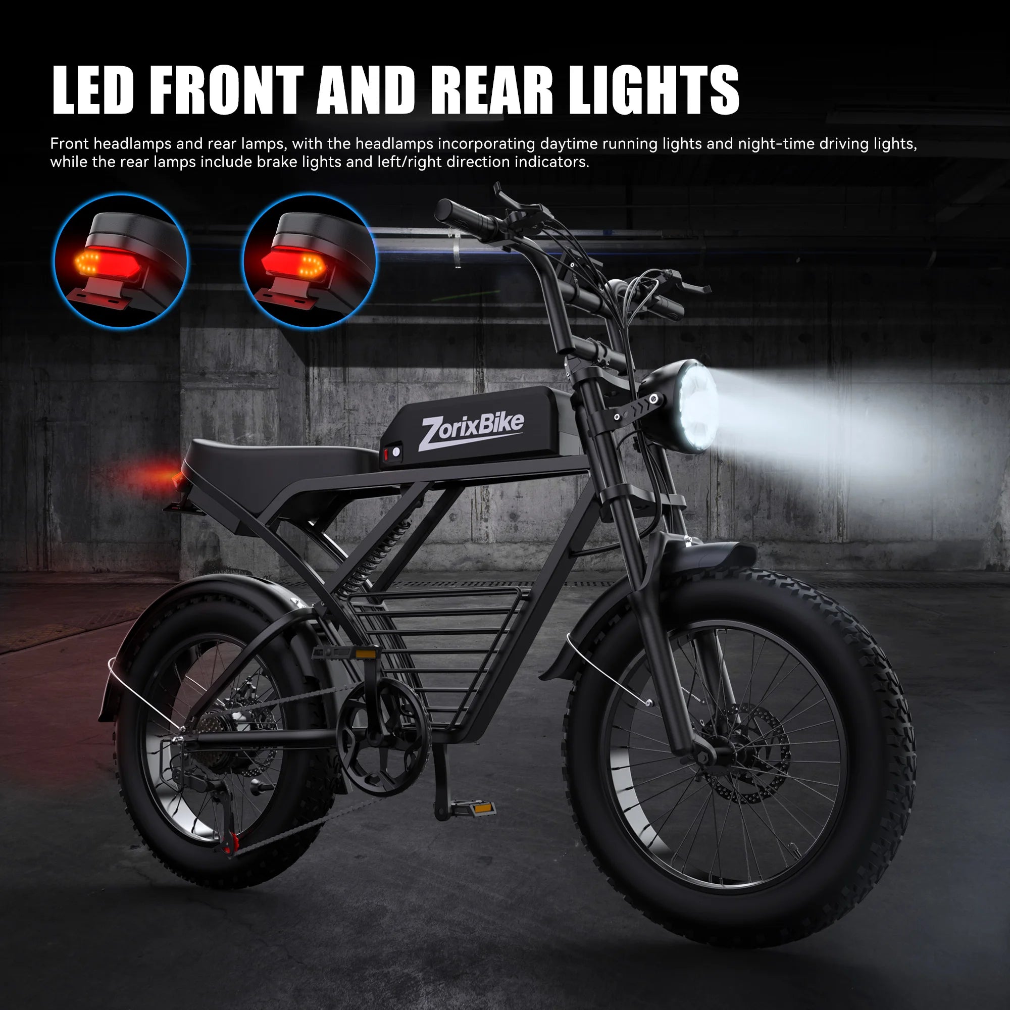 ZorixBike Z6 Retro Electric Bicycle for Adults 1500W 31MPH 48V 23AH  Electric Motorcycle 20" Fat Tire Bike EBike LCD Screen