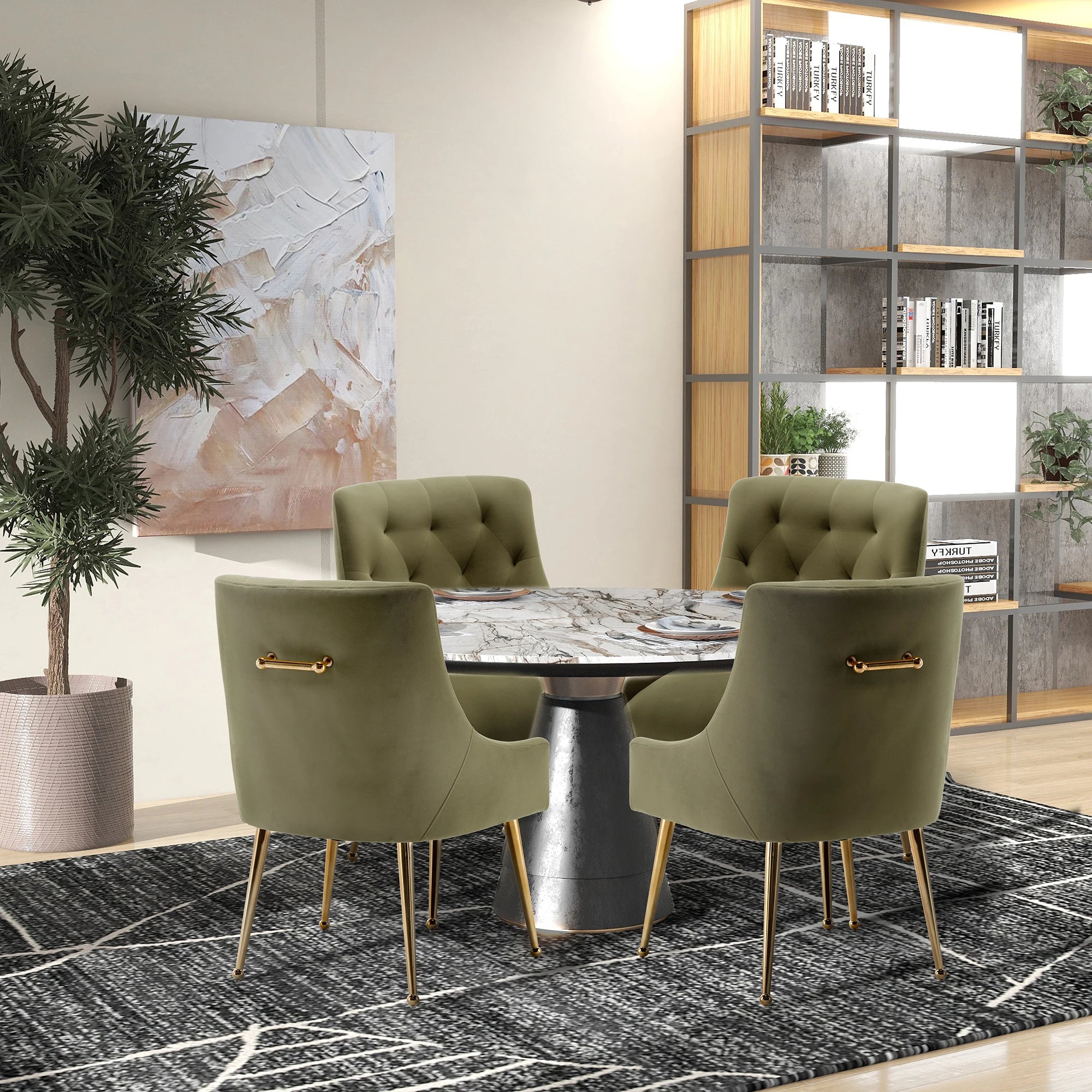 SEYNAR Modern Velvet Dining Chairs Set of 4, Tufted Upholstered Accent Chairs for Dining Room,Office Chair Vanity Chair