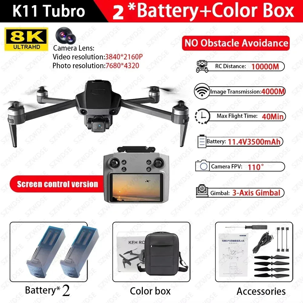 Cole Professional K11 Tubro Drone Aerial 8K HD Dual Camera with Built-in Airdrop Intelligent Obstacle Avoidance And RC Aircraft