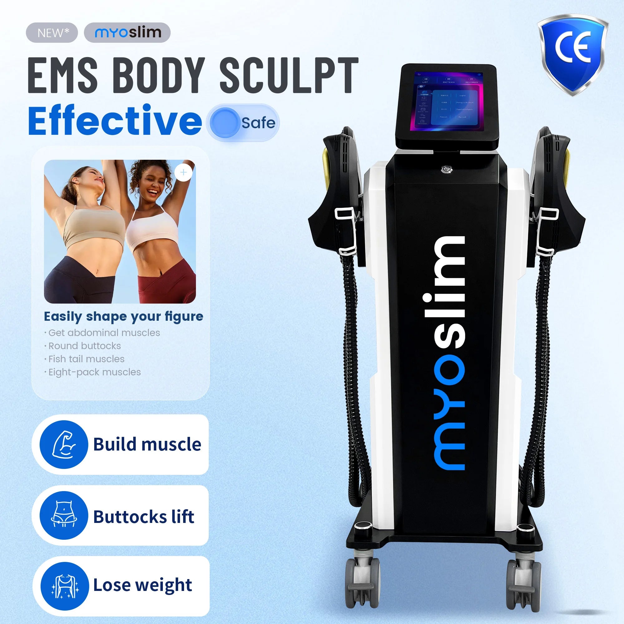 6500W EMS Neo Body Sculpt PRO Ultra 15T HIEMT 200Hz Machine Body Slimming Fat Burning Muscle Stimulation 4 Handles RF
