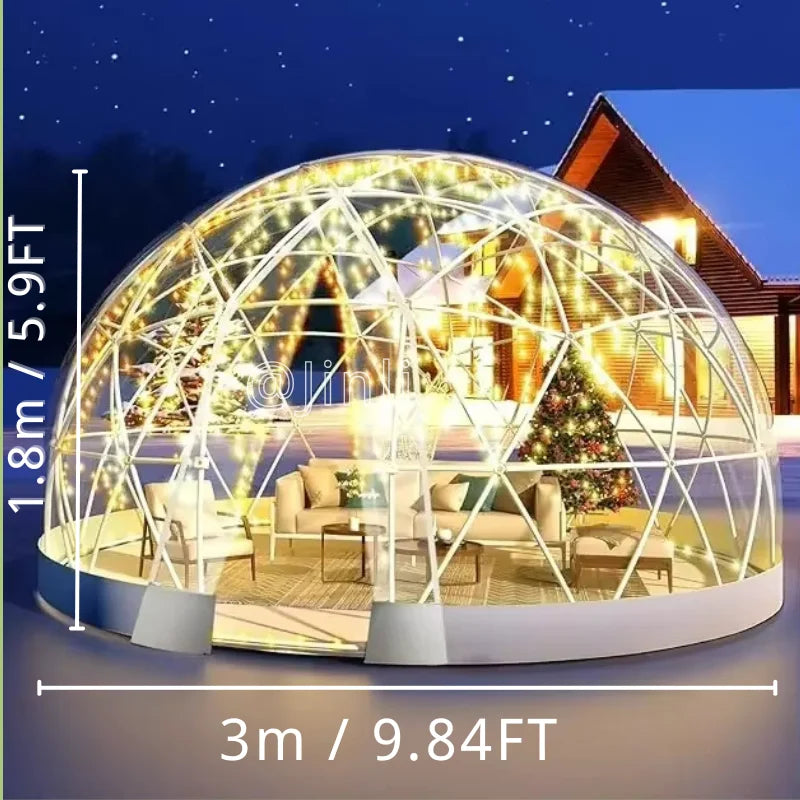 3m/3.6m Glamping Garden Dome Igloo Upgraded Greenhouse Dome Tents Clear Transparent Dome Tent With TPU Cover And Polyester Mesh