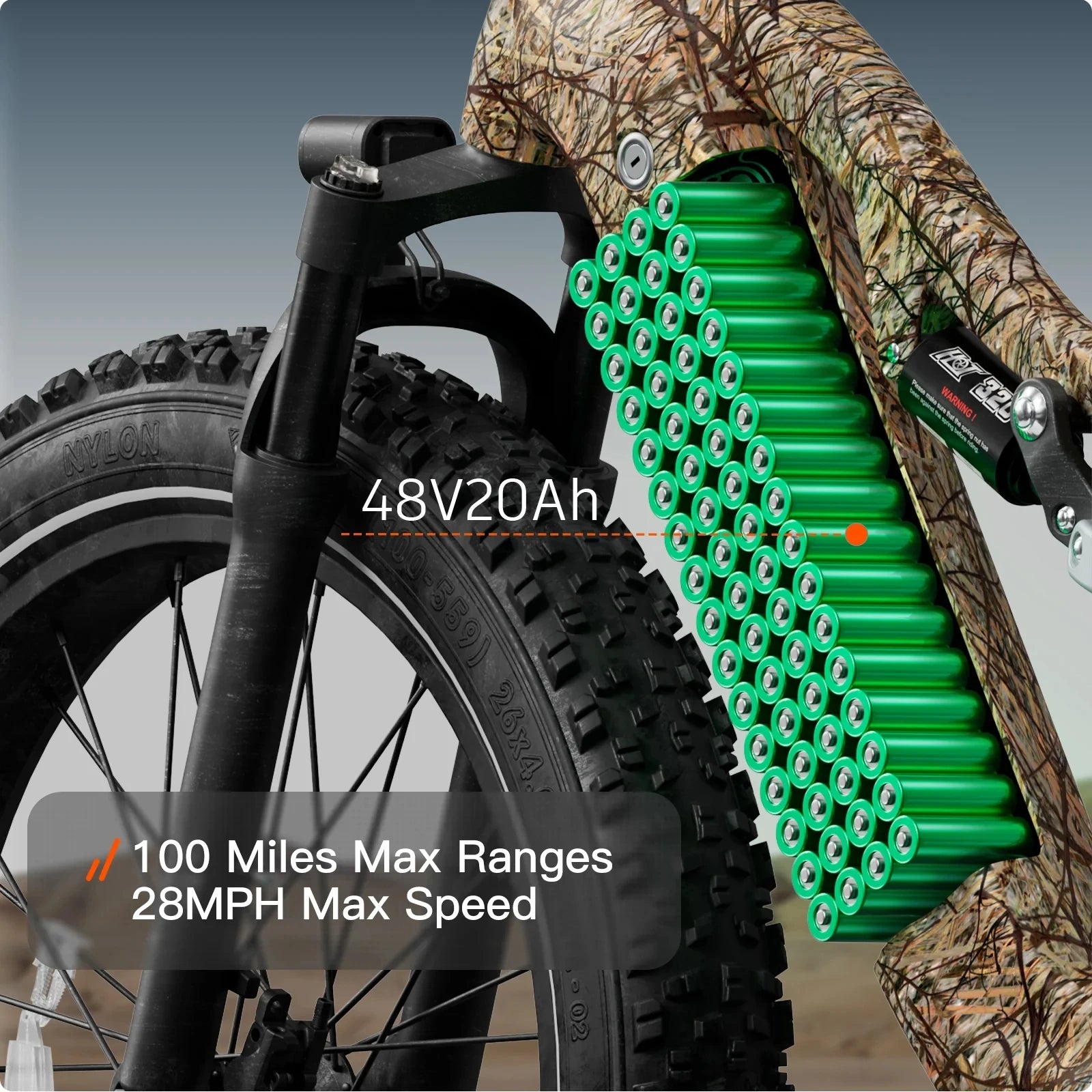 PUCKIPUPPY Electric Bike for Adults 26" Fat Tire Full Suspension Electric Mountain Bike 1350W Peak 48V 20AH Battery Ebike