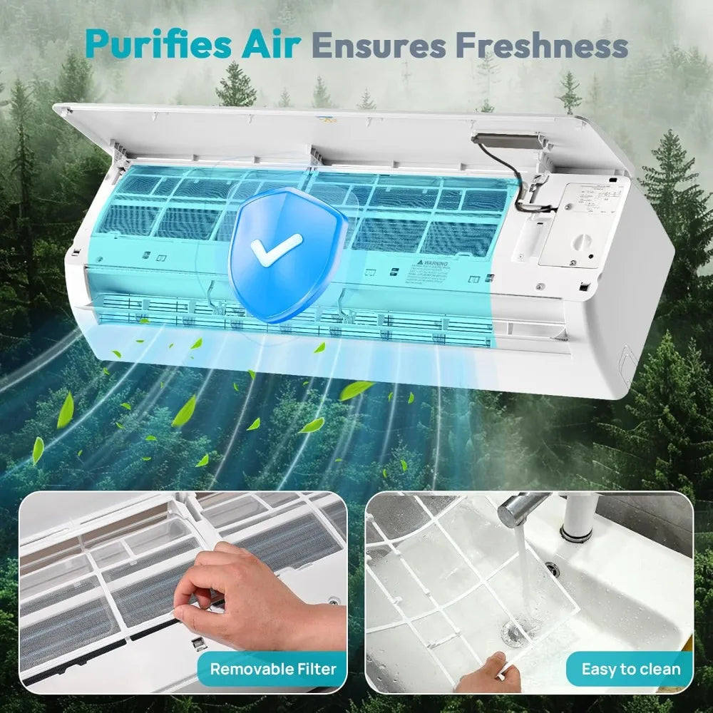 Mini Split Air Conditioner System - Ductless Inverter Heating And Cooling Energy Efficient AC Split Units for Home Or Office