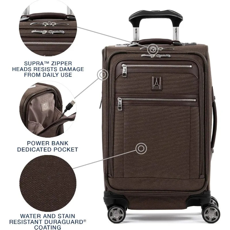 home.Platinum Elite Softside Expandable Carry on Luggage, 8 Wheel Spinner Suitcase, USB Port, Suiter, Men and Women, R