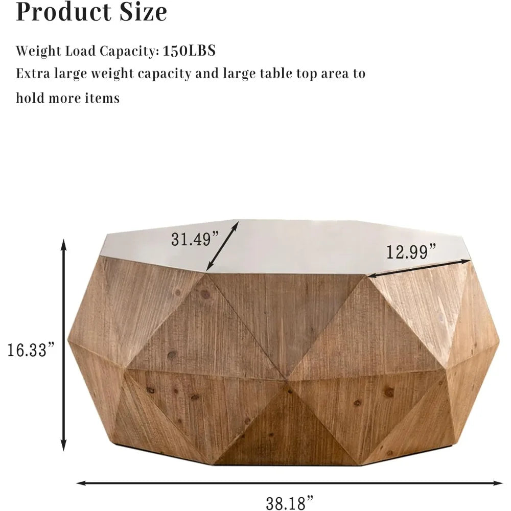 38-inch American Retro Drum Style Coffee Table in White for Office, Dining, and Living Spaces
