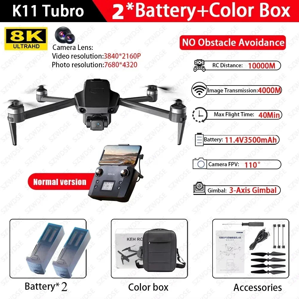 Cole Professional K11 Tubro Drone Aerial 8K HD Dual Camera with Built-in Airdrop Intelligent Obstacle Avoidance And RC Aircraft