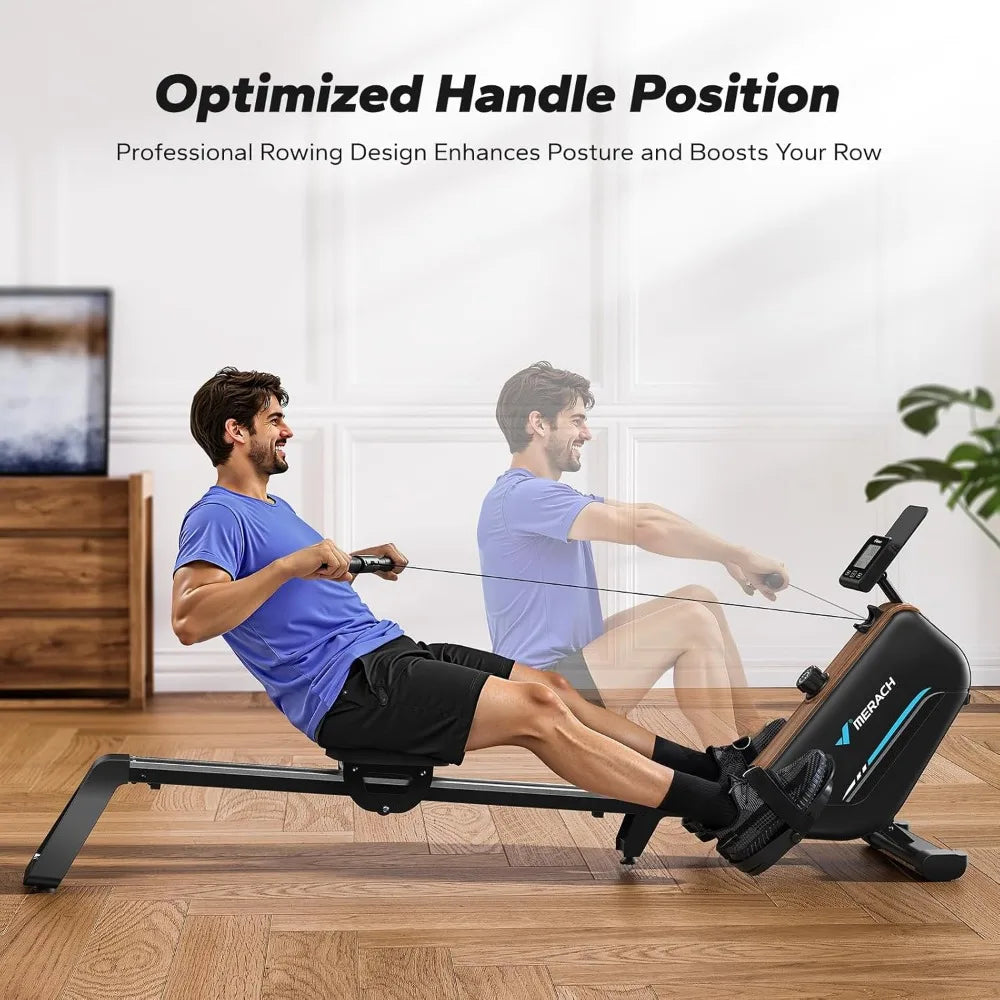 Home Fitness Rowing Machine: Electromagnetic Resistance with Adjustable Cushioned Seat and 16-Level Tension Control