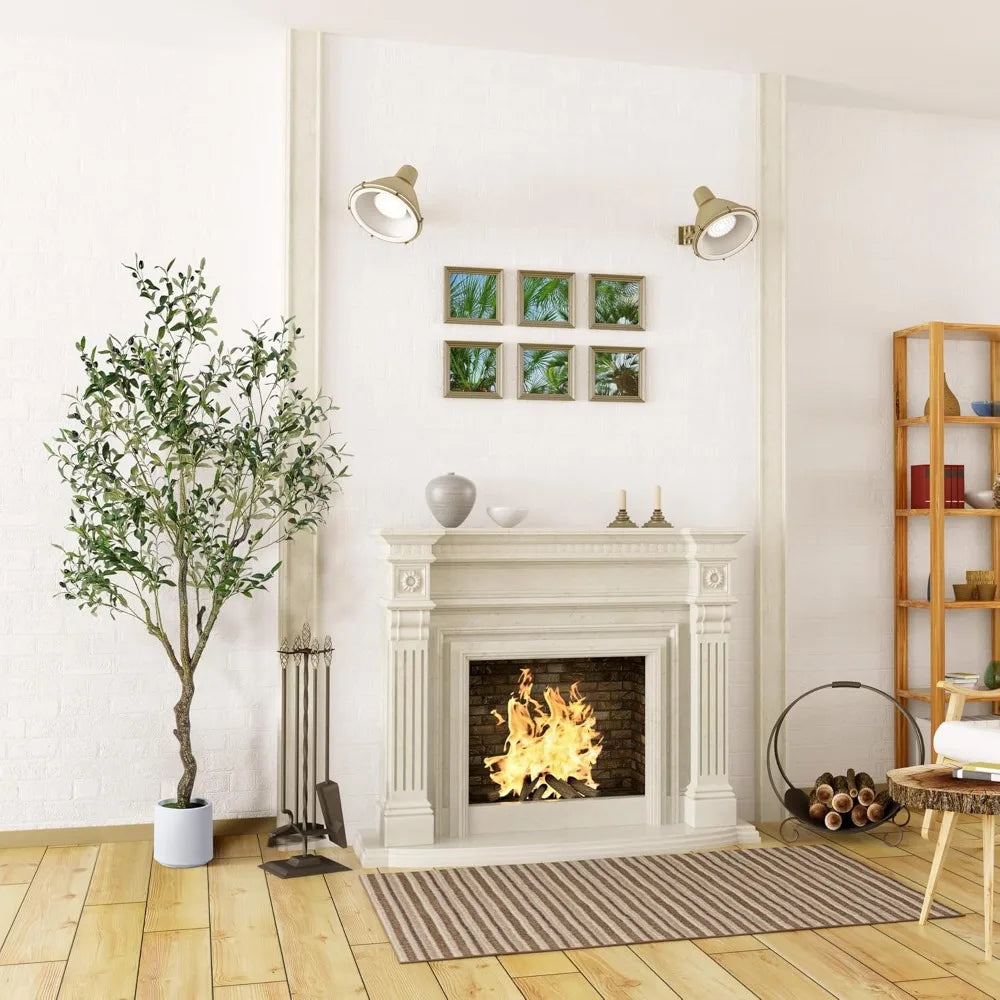 6FT Artificial Olive Tree with Realistic Trunk & White Planter, Faux Silk Plant for Home Decor, Housewarming Gift