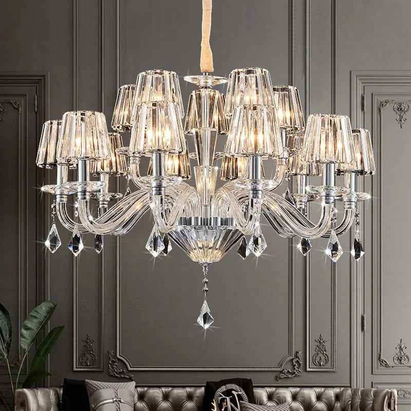 Modern K9 Crystal Lustres De Cristal Lamps Chandeliers D67cm 6L Candle 110V/220V Crystal Shades Home Deco Lighting Pendant Lamp