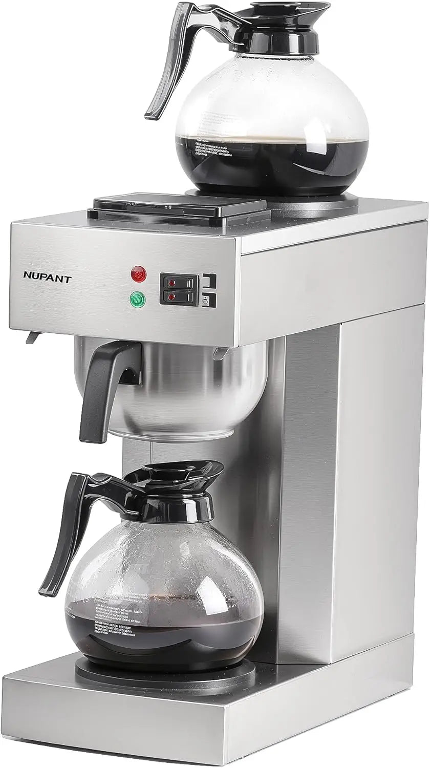 12-Cup Commercial Coffee Maker with 1.8L Glass Carafe, Stainless Steel Brew System & Warmers – Drip Coffee Machine for Cafes and