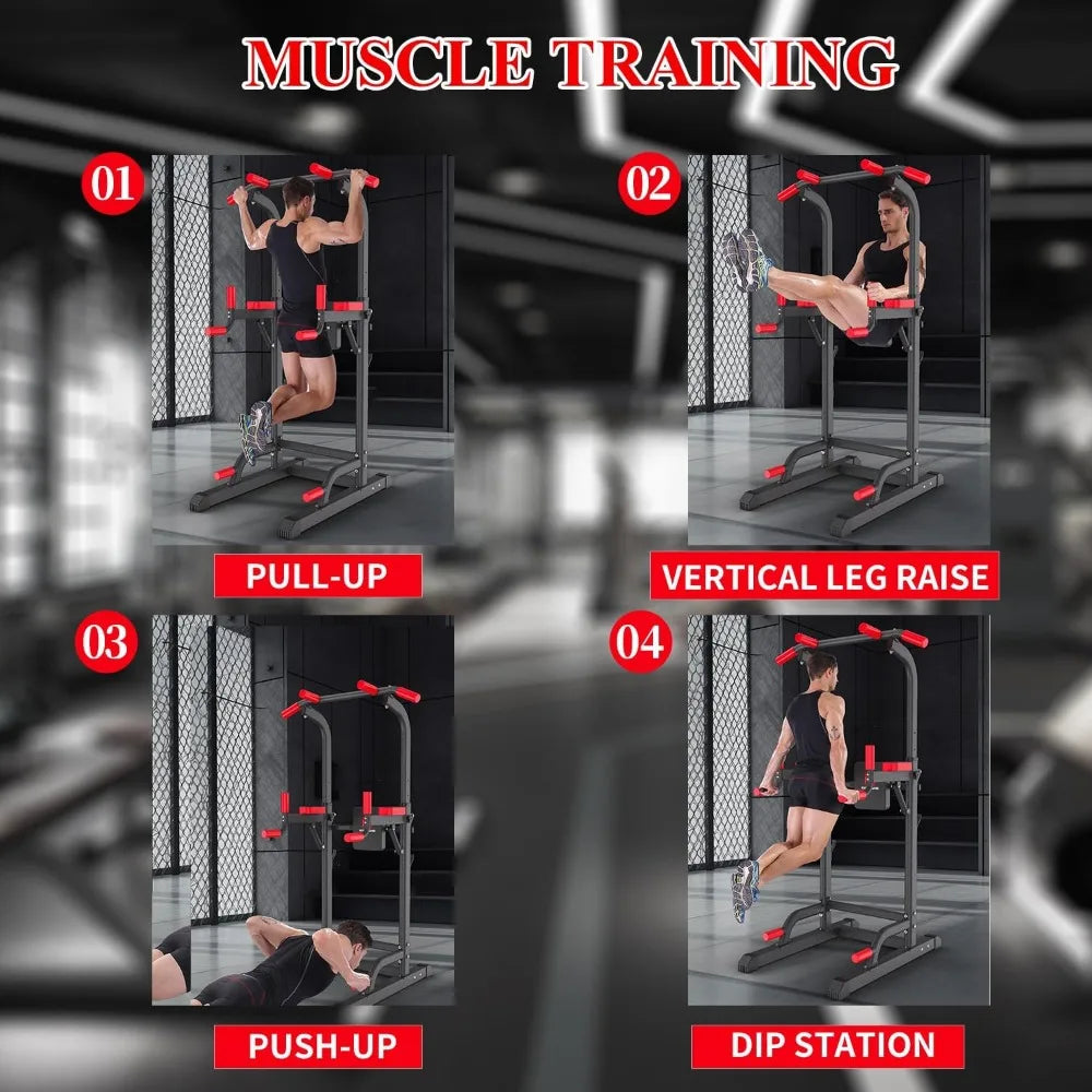 Power Tower Dip Station,Multi-Function Assistive Trainer Pull Up for Home Gym Muscle Building and Beginner Exercises,Load 450LBS