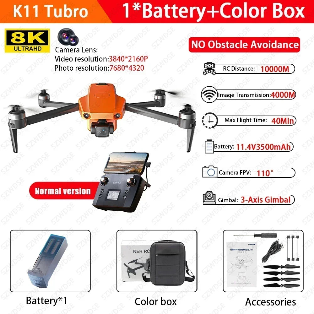 Cole Professional K11 Tubro Drone Aerial 8K HD Dual Camera with Built-in Airdrop Intelligent Obstacle Avoidance And RC Aircraft