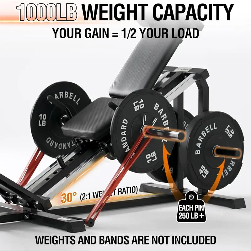 Leg Press Hack Squat Machine, 30-Degree Compact Leg Press Machine for Home Gym, Hack Squat Machine with Removable Shoulde