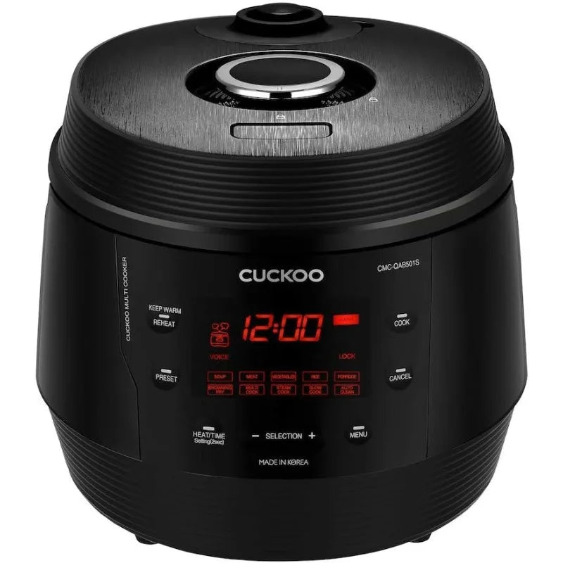 CUCKOO CMC-QAB501SB | 5QT. Standard 8-in-1 Pressure Cooker | 10 Menu Options: Slow Cooker, Sauté, Steamer, Yogurt & More, Black