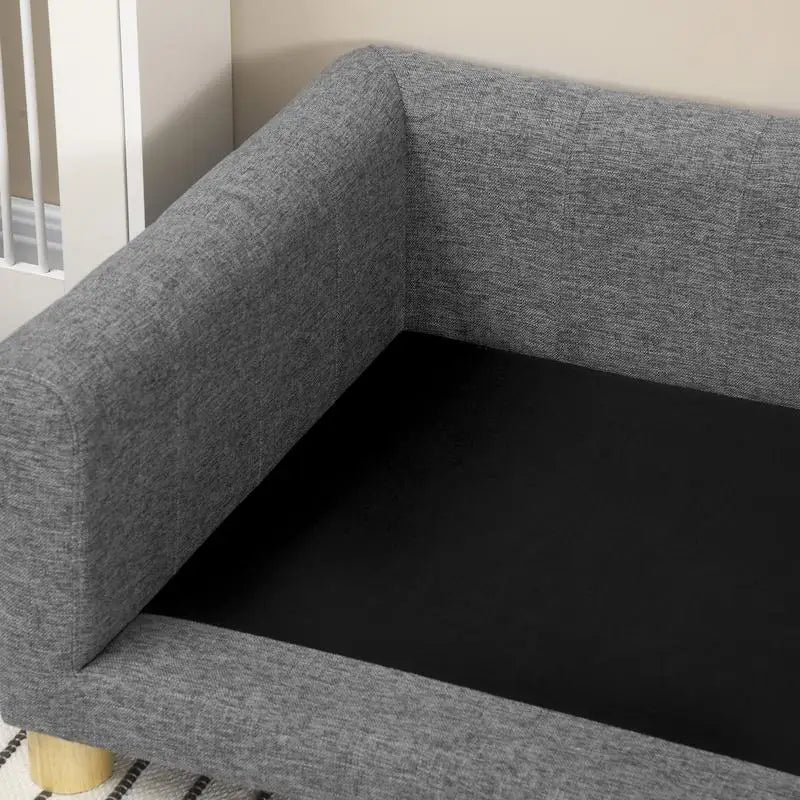 Modern Dog Couch Bed, Pet Sofa for Medium to Large Dogs or Cats, Elevated Pet Sleeping Bed with Removable Cushion, Dark Gray