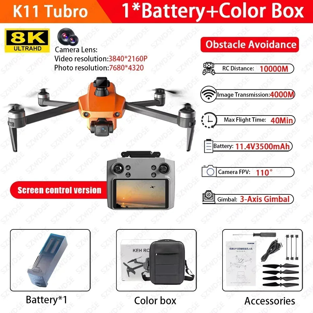 Cole Professional K11 Tubro Drone Aerial 8K HD Dual Camera with Built-in Airdrop Intelligent Obstacle Avoidance And RC Aircraft