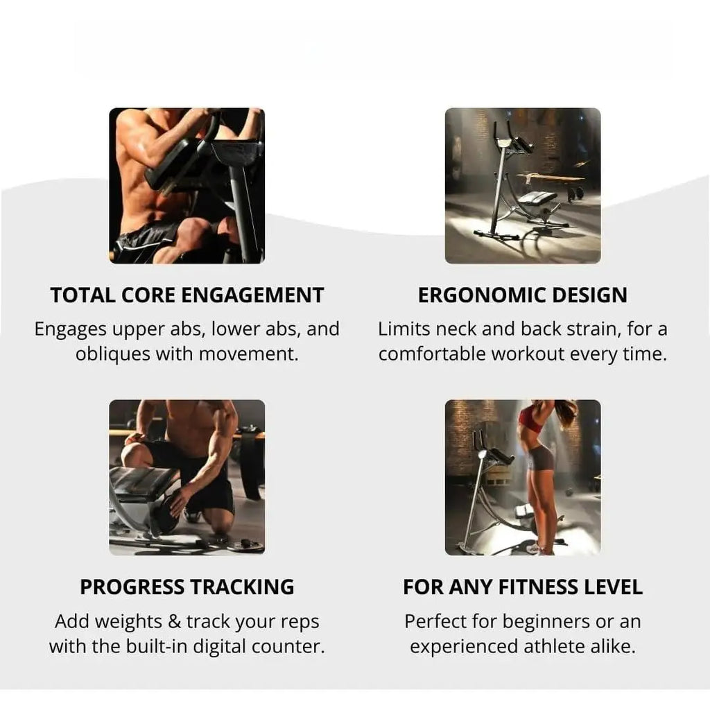 W-Ab Machine Exercise Equipment For Home Gym, Less Stress on Neck & Back, Abdominal / Core Fitness Equipment for All Levels,