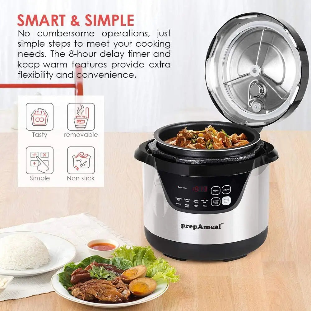 3 Quart Pressure Cooker 8 IN 1 Multi Use Programmable Instant Cooker Electric Pressure Pot with Slow Cook, Rice, Steamer, Sauté,