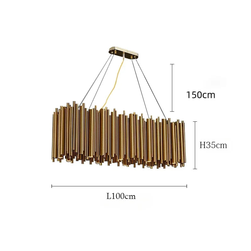 Modern Simple Gold Ceiling Chandelier LED Pendant Lights Living Room Villa Stainless Steel Creative Interior Indoor Lighting