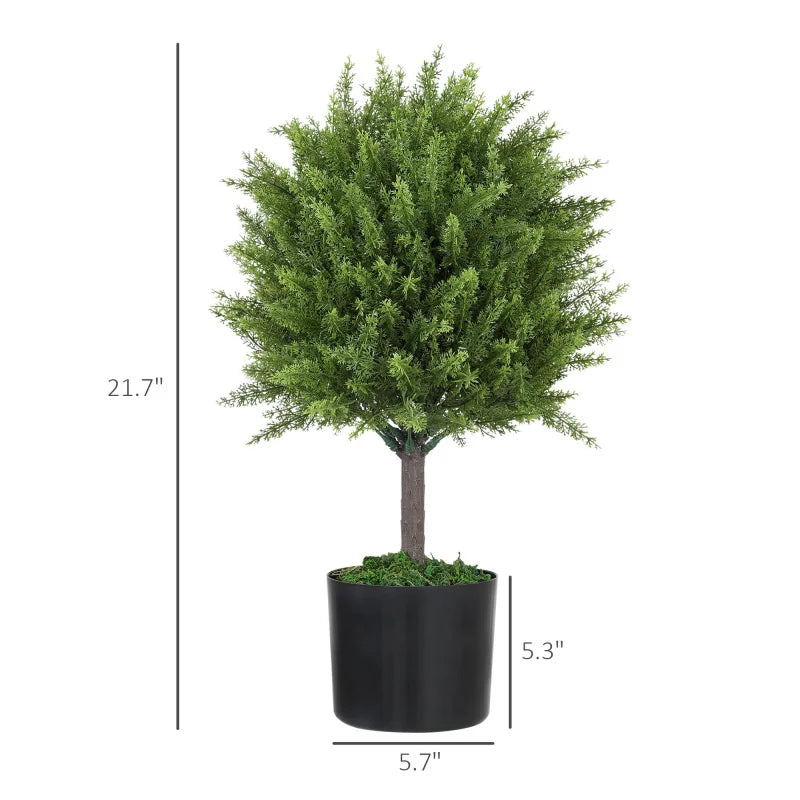21.7\" Set of 2 Cedar Artificial Topiary Trees Fake Indoor and Outdoor Plants for Home Decor Shipping from the USA