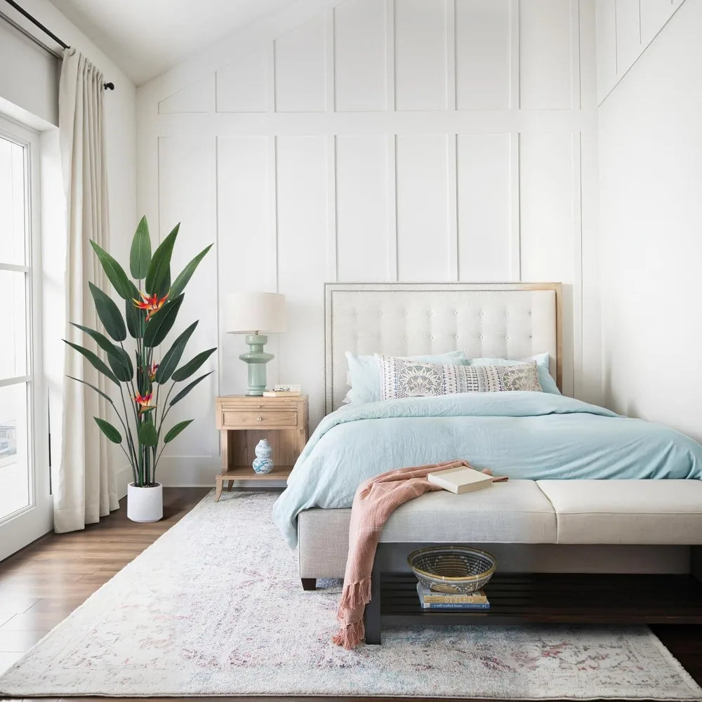 5ft Tall Artificial Bird of Paradise Plant with Pot - Realistic Fake Tropical Tree for Home Office Decor