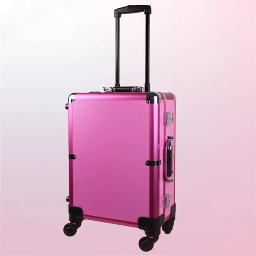 Baggage Aluminum Frame Profelssional Makeup Beauty Lighting Rolling Luggage Travel Trolley Light Make Up Case Bag Suitcase Box
